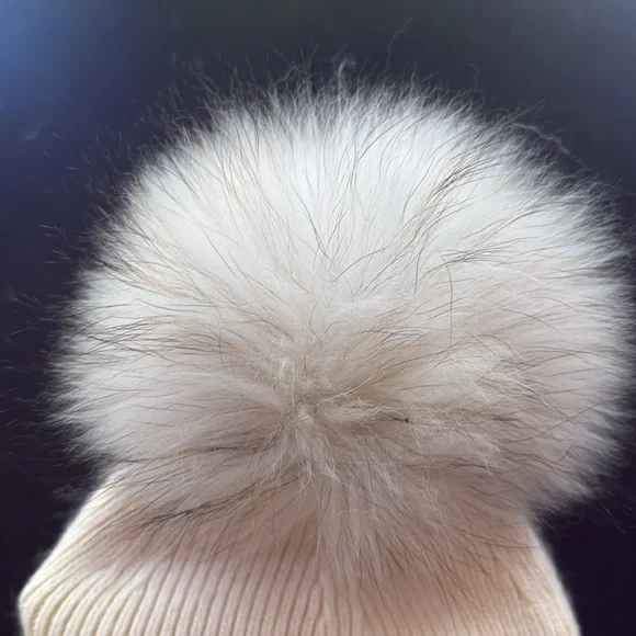 Chic Cream Beanie with Pom Pom - Picture 3 of 3